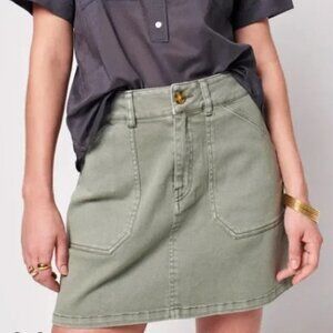 Faherty Women's Utility Mini‎ Skirt Fatigue Green Size Small Organic Cotton